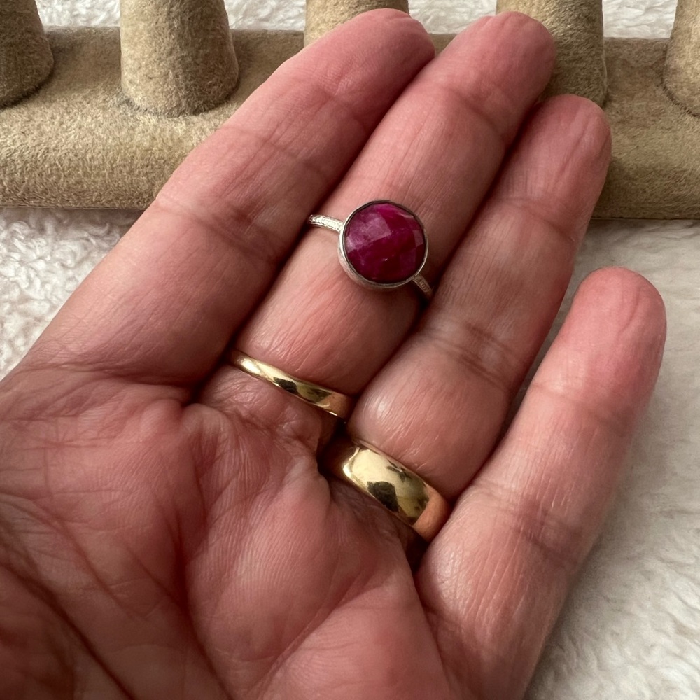 Rough Ruby Genuine Gemstone Sterling Ring - image 3